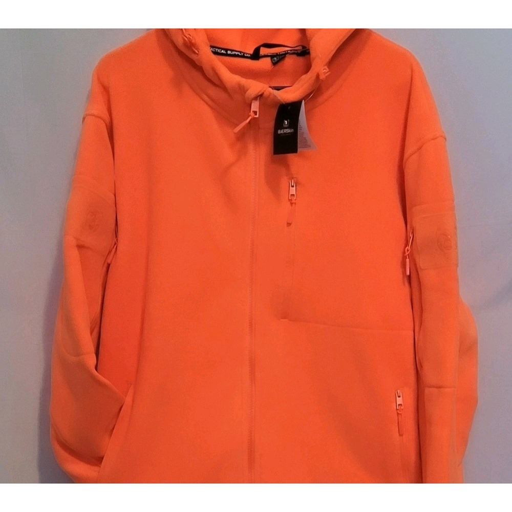 NWT BAERSKIN  Blaze orange hoodie Full zip hunting fleece multi pockets